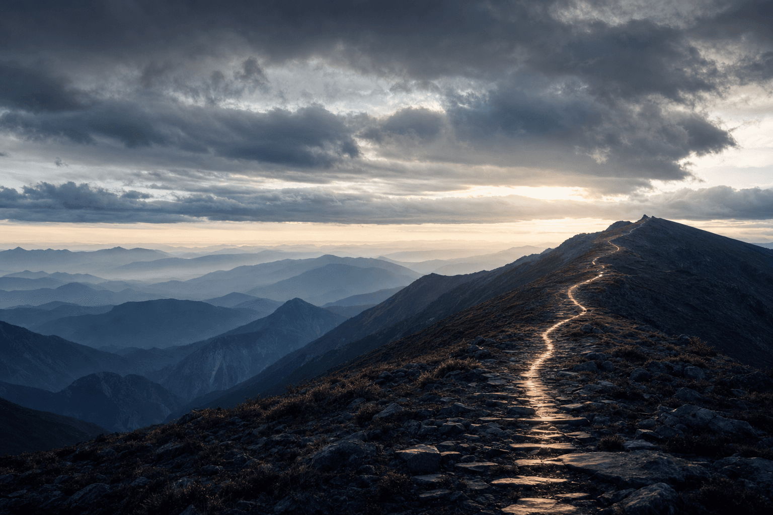 A mountain journey with a measured path upward